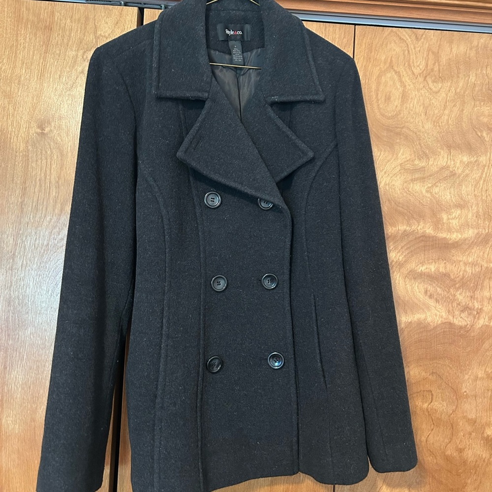 Style & Co. Elegant Black Pea Coat